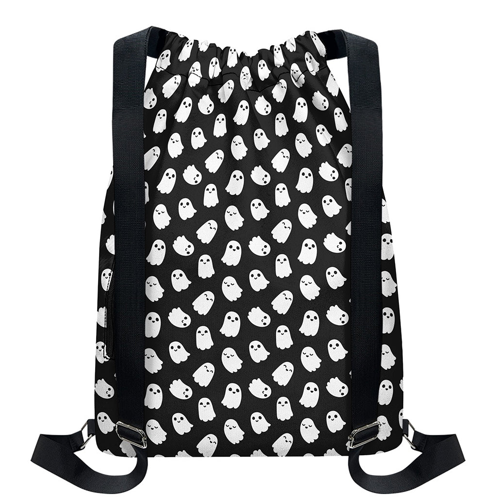 Cute Little Ghost Pattern Print Drawstring Backpack