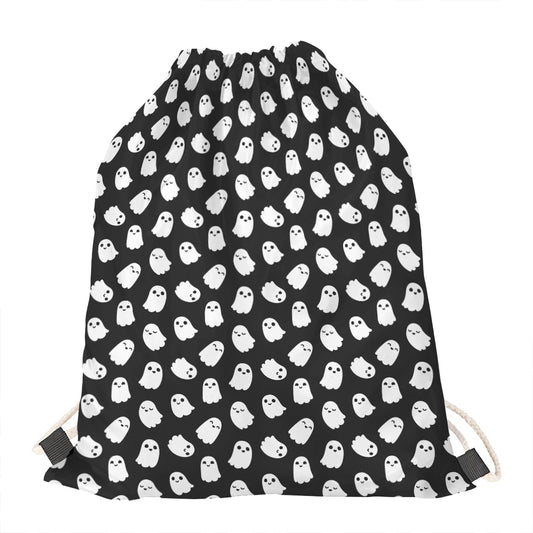 Cute Little Ghost Pattern Print Drawstring Bag