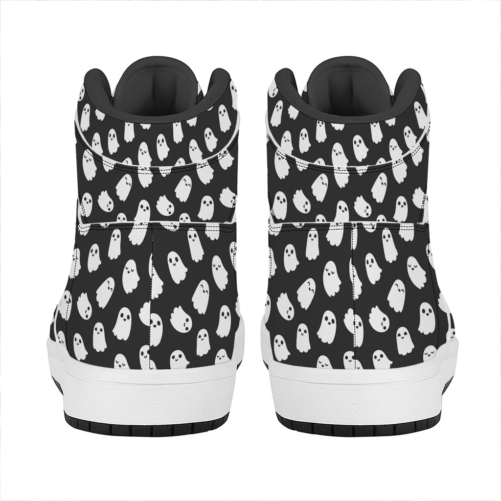Cute Little Ghost Pattern Print High Top Leather Sneakers