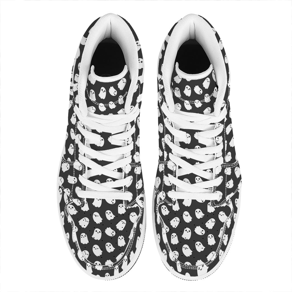 Cute Little Ghost Pattern Print High Top Leather Sneakers