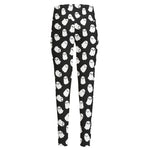 Cute Little Ghost Pattern Print High-Waisted Pocket Leggings