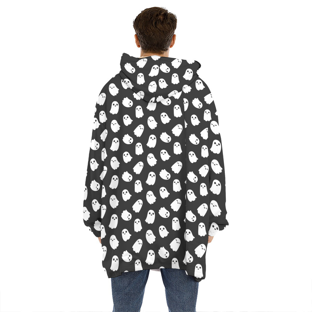Cute Little Ghost Pattern Print Hoodie Blanket