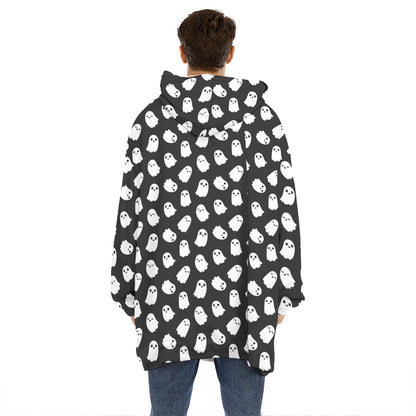 Cute Little Ghost Pattern Print Hoodie Blanket