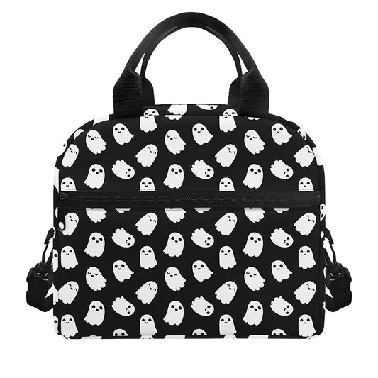 Cute Little Ghost Pattern Print Insulated Lunch Bag