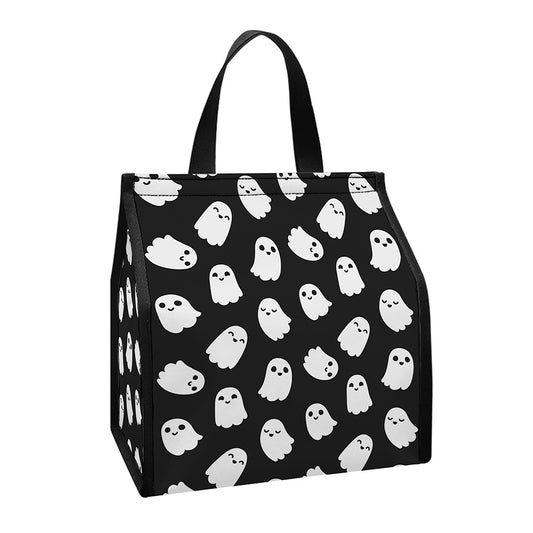 Cute Little Ghost Pattern Print Insulated Lunch Tote