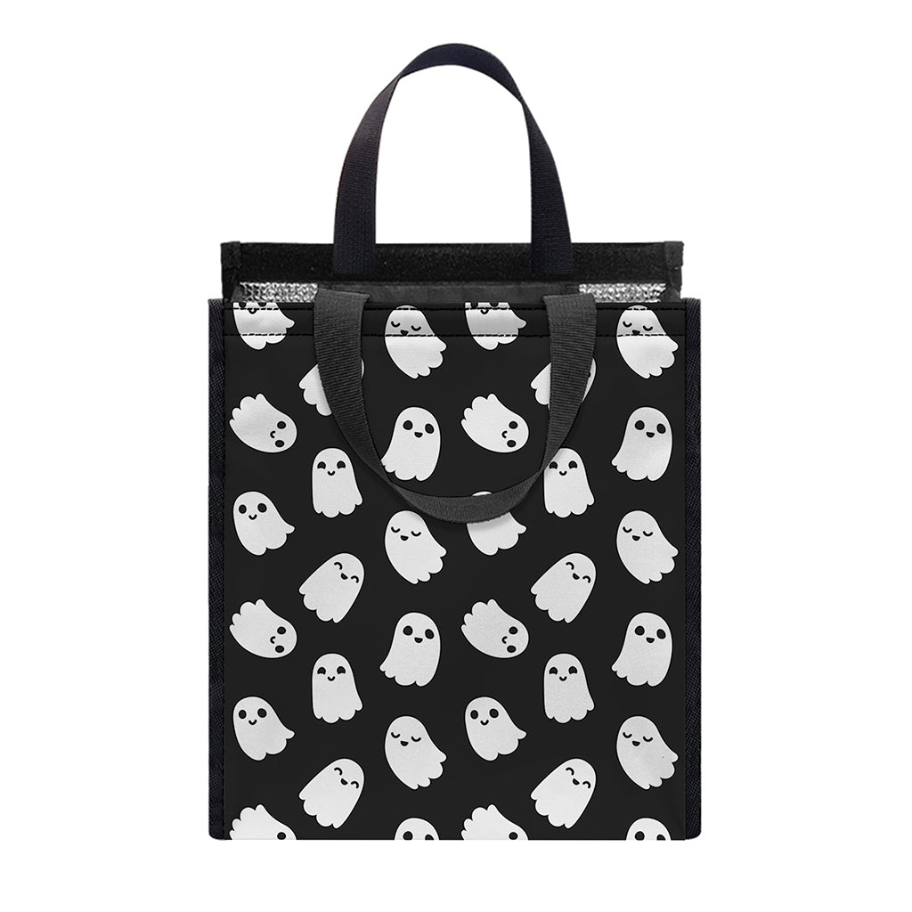 Cute Little Ghost Pattern Print Insulated Lunch Tote