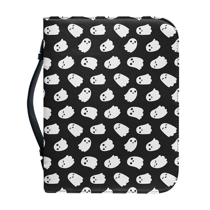 Cute Little Ghost Pattern Print Leather Bible Cover