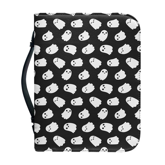 Cute Little Ghost Pattern Print Leather Bible Cover