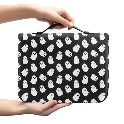 Cute Little Ghost Pattern Print Leather Bible Cover