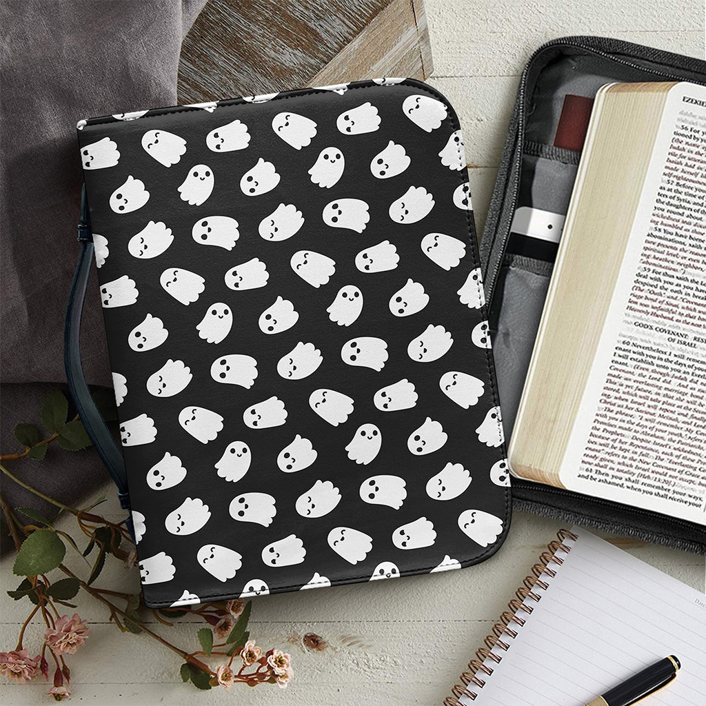 Cute Little Ghost Pattern Print Leather Bible Cover