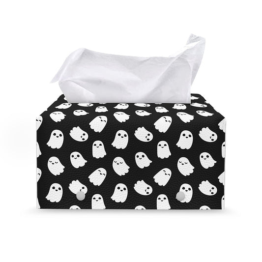 Cute Little Ghost Pattern Print Leather Tissue Box Cover