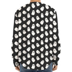 Cute Little Ghost Pattern Print Long Sleeve Baseball Jersey