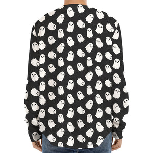 Cute Little Ghost Pattern Print Long Sleeve Baseball Jersey