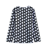 Cute Little Ghost Pattern Print Long Sleeve Short Coat