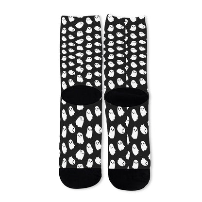 Cute Little Ghost Pattern Print Long Socks