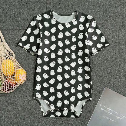Cute Little Ghost Pattern Print Men's Bodysuit