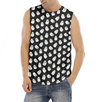Cute Little Ghost Pattern Print Men's Fitness Tank Top
