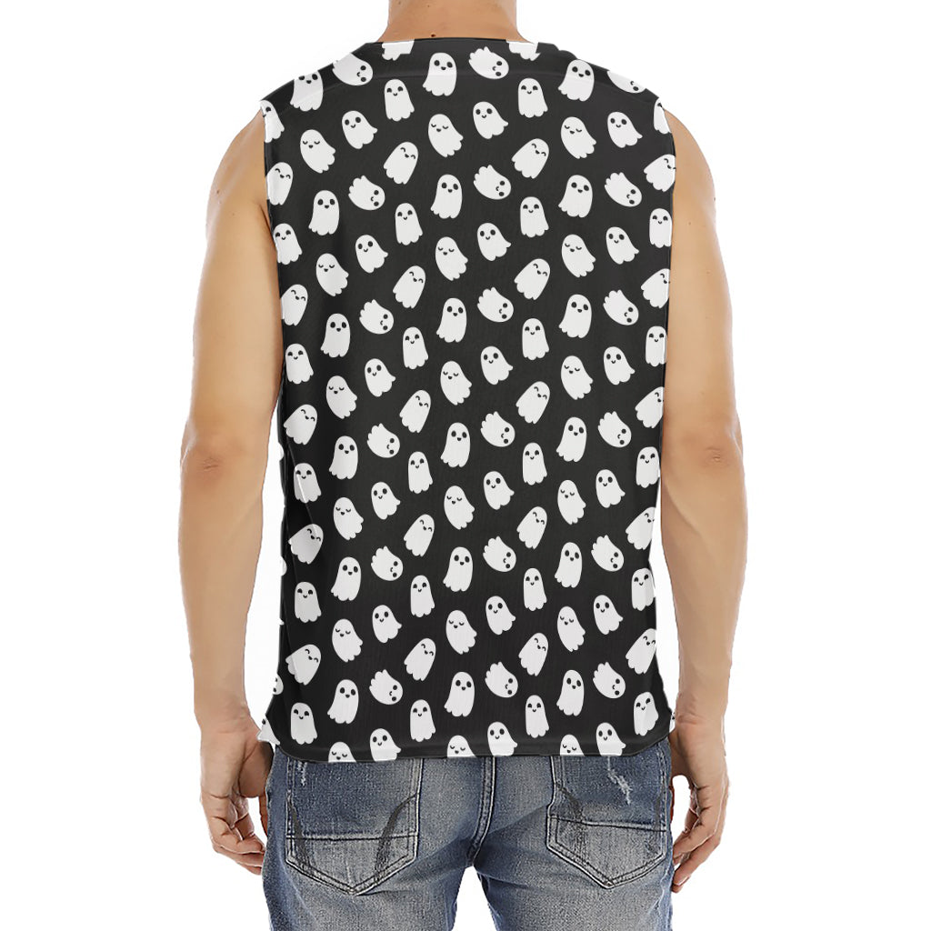 Cute Little Ghost Pattern Print Men's Fitness Tank Top
