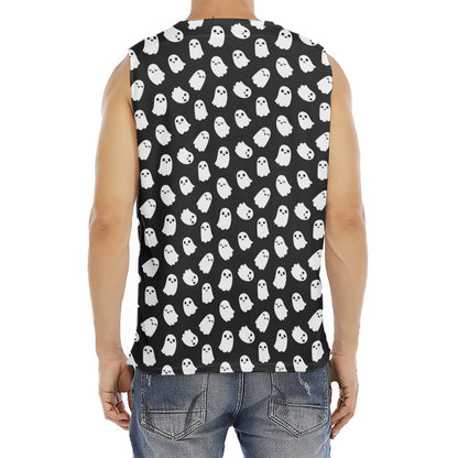 Cute Little Ghost Pattern Print Men's Fitness Tank Top