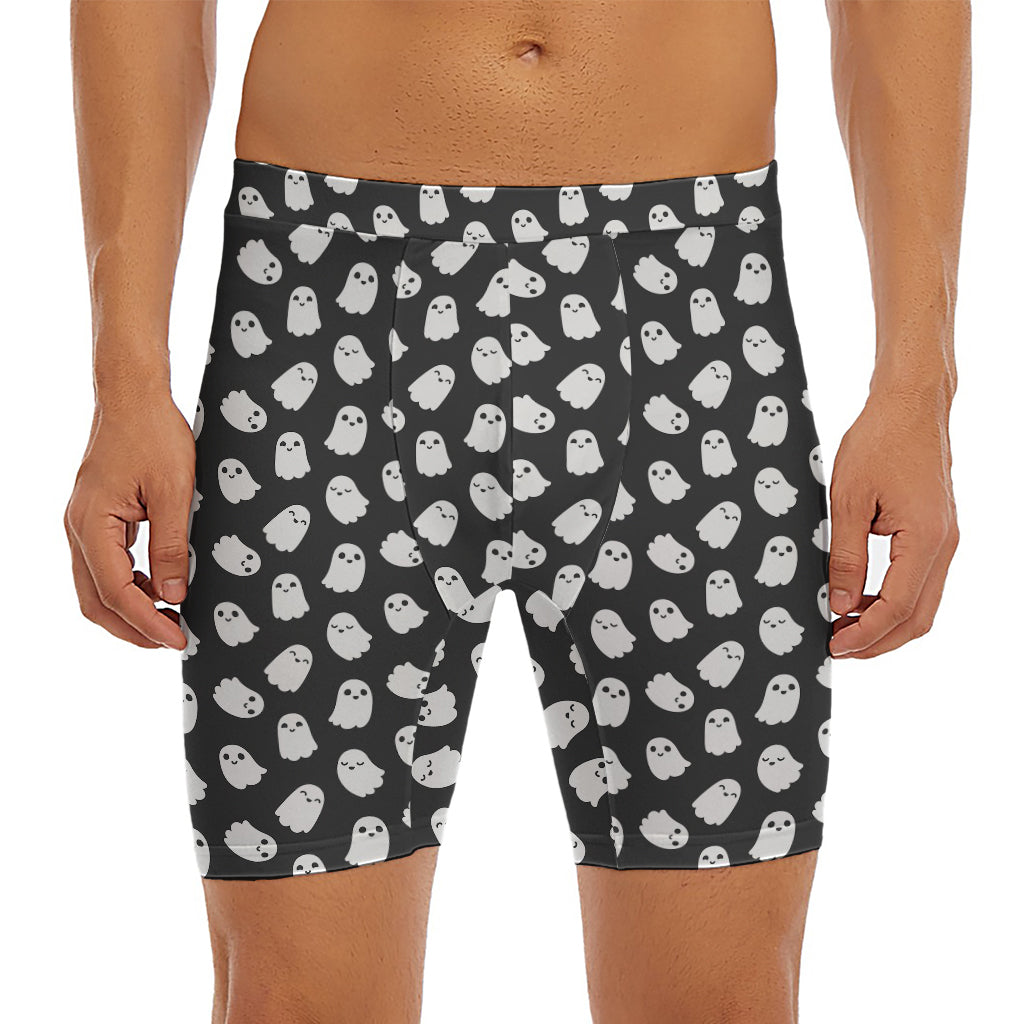 Cute Little Ghost Pattern Print Men's Long Boxer Briefs