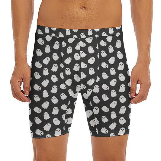 Cute Little Ghost Pattern Print Men's Long Boxer Briefs