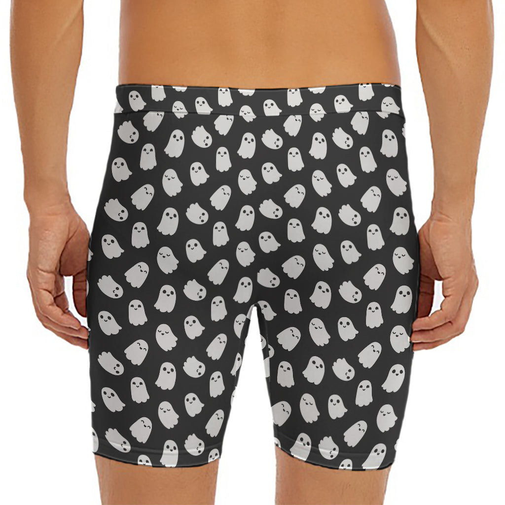 Cute Little Ghost Pattern Print Men's Long Boxer Briefs