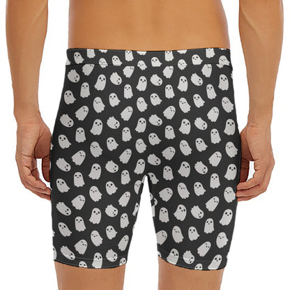 Cute Little Ghost Pattern Print Men's Long Boxer Briefs