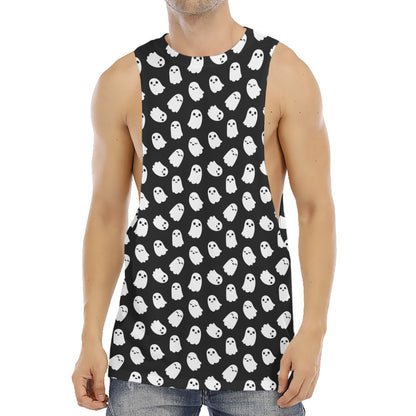 Cute Little Ghost Pattern Print Men's Muscle Tank Top