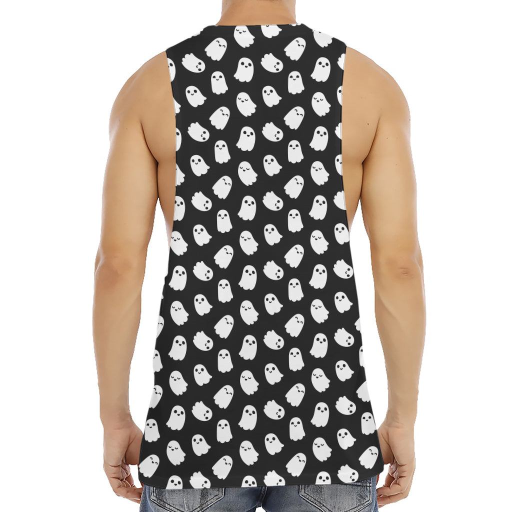 Cute Little Ghost Pattern Print Men's Muscle Tank Top