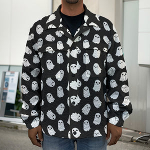 Cute Little Ghost Pattern Print Men's Shirt Jacket