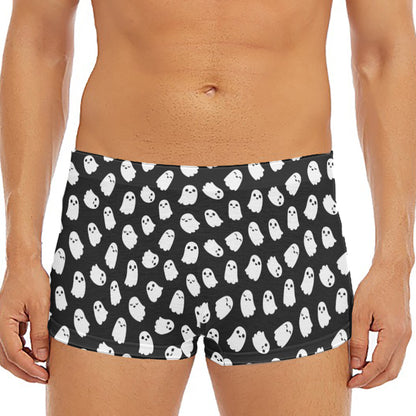 Cute Little Ghost Pattern Print Men's Short Boxer Briefs