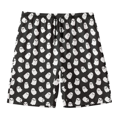 Cute Little Ghost Pattern Print Men's Swim Trunks