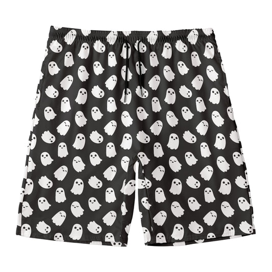 Cute Little Ghost Pattern Print Men's Swim Trunks