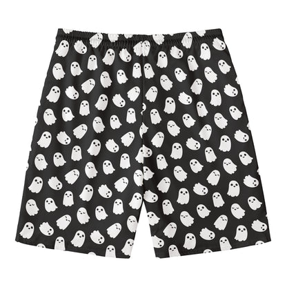 Cute Little Ghost Pattern Print Men's Swim Trunks