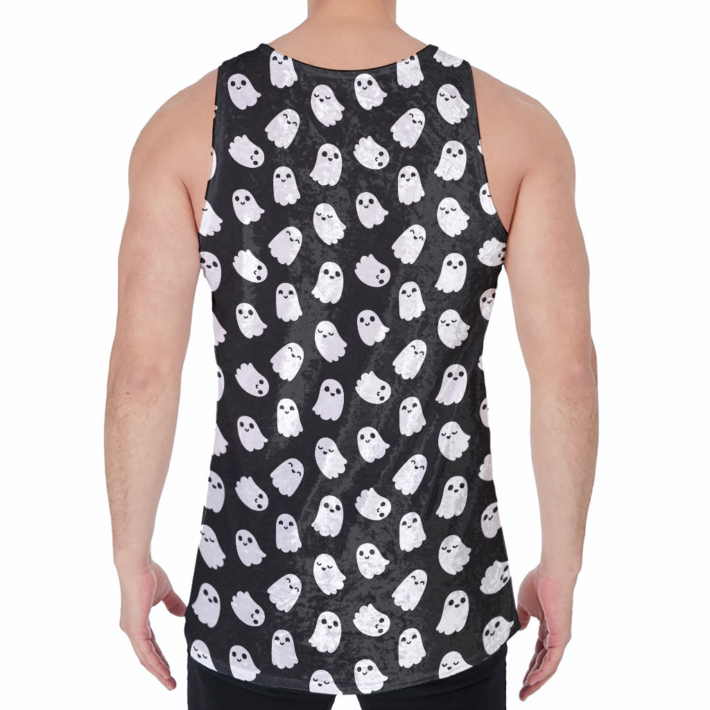 Cute Little Ghost Pattern Print Men's Velvet Tank Top