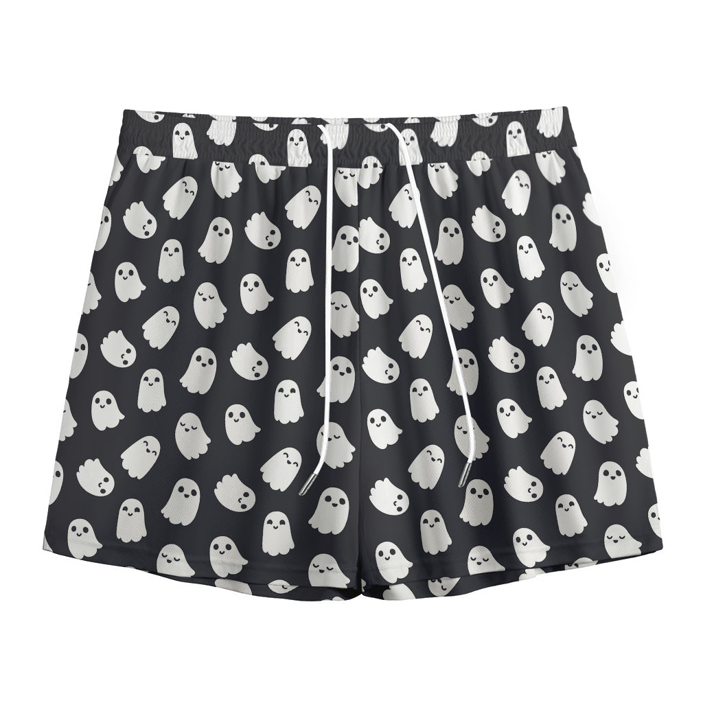 Cute Little Ghost Pattern Print Mesh Shorts