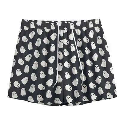 Cute Little Ghost Pattern Print Mesh Shorts