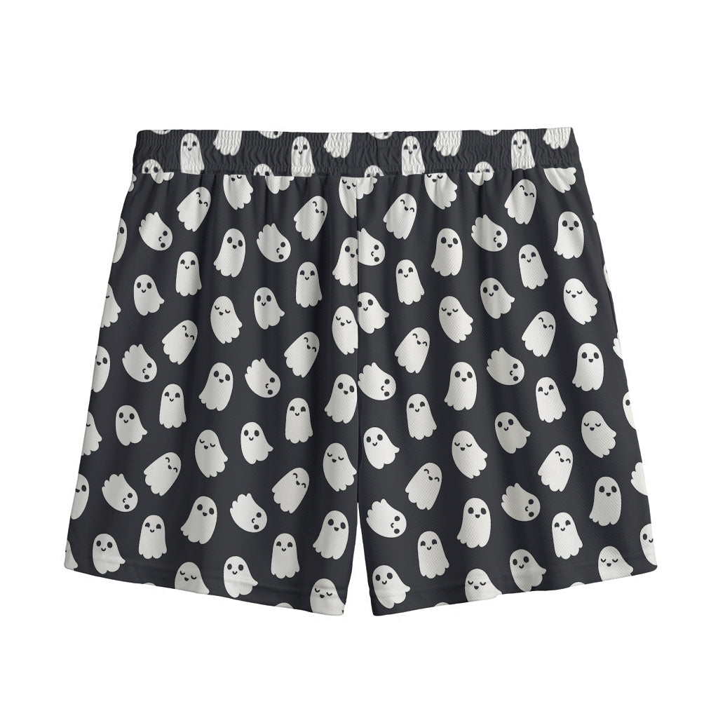 Cute Little Ghost Pattern Print Mesh Shorts