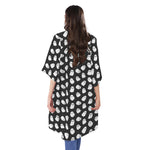 Cute Little Ghost Pattern Print Open Front Beach Cover Up