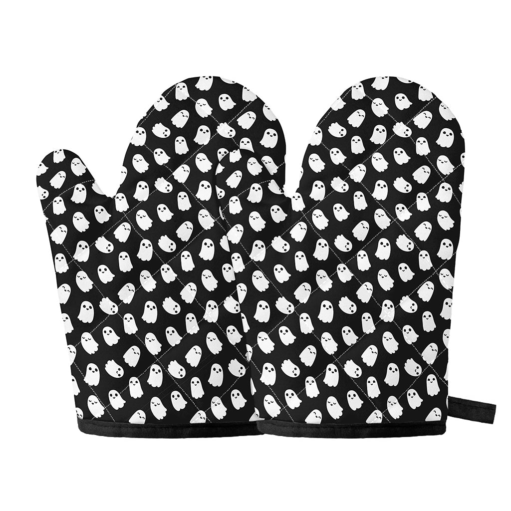 Cute Little Ghost Pattern Print Oven Mitts