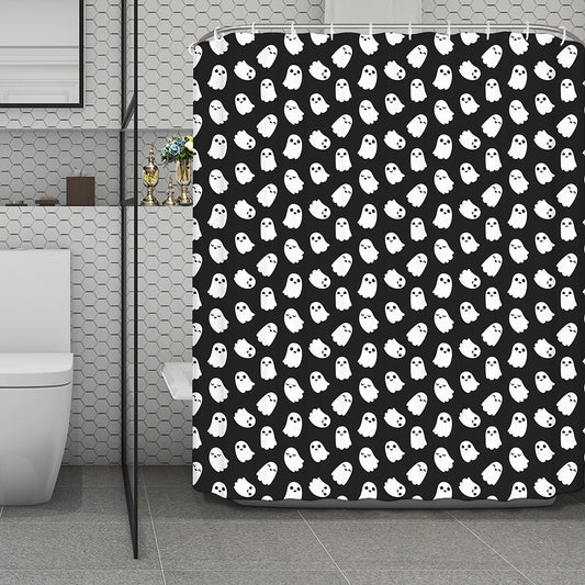 Cute Little Ghost Pattern Print Polyester Shower Curtain