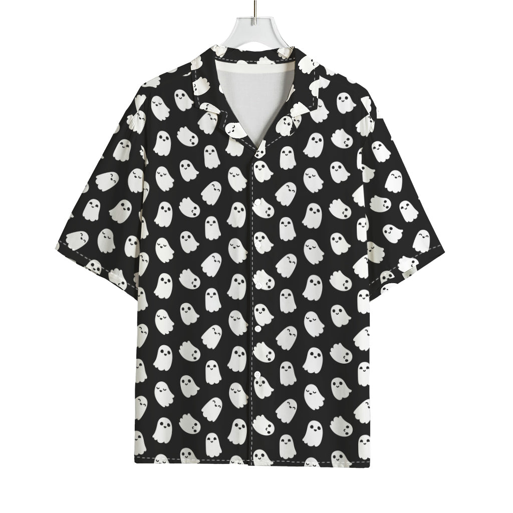 Cute Little Ghost Pattern Print Rayon Hawaiian Shirt