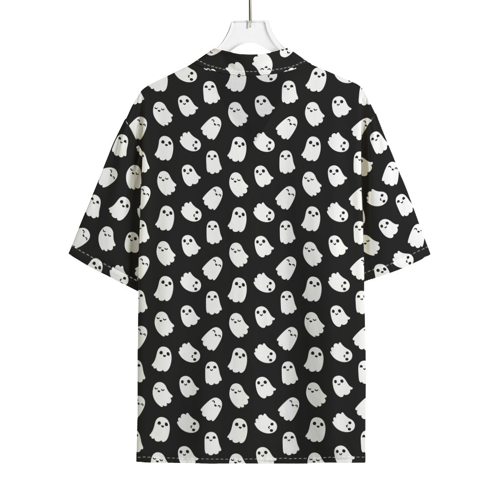 Cute Little Ghost Pattern Print Rayon Hawaiian Shirt