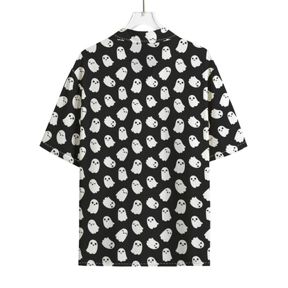 Cute Little Ghost Pattern Print Rayon Hawaiian Shirt