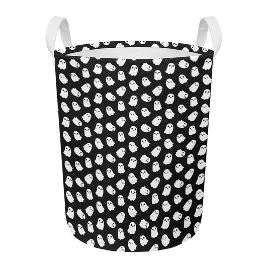 Cute Little Ghost Pattern Print Round Laundry Basket