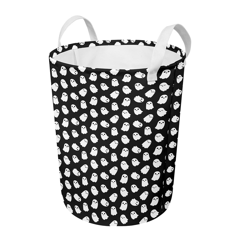 Cute Little Ghost Pattern Print Round Laundry Basket