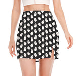 Cute Little Ghost Pattern Print Side Slit Mini Skirt