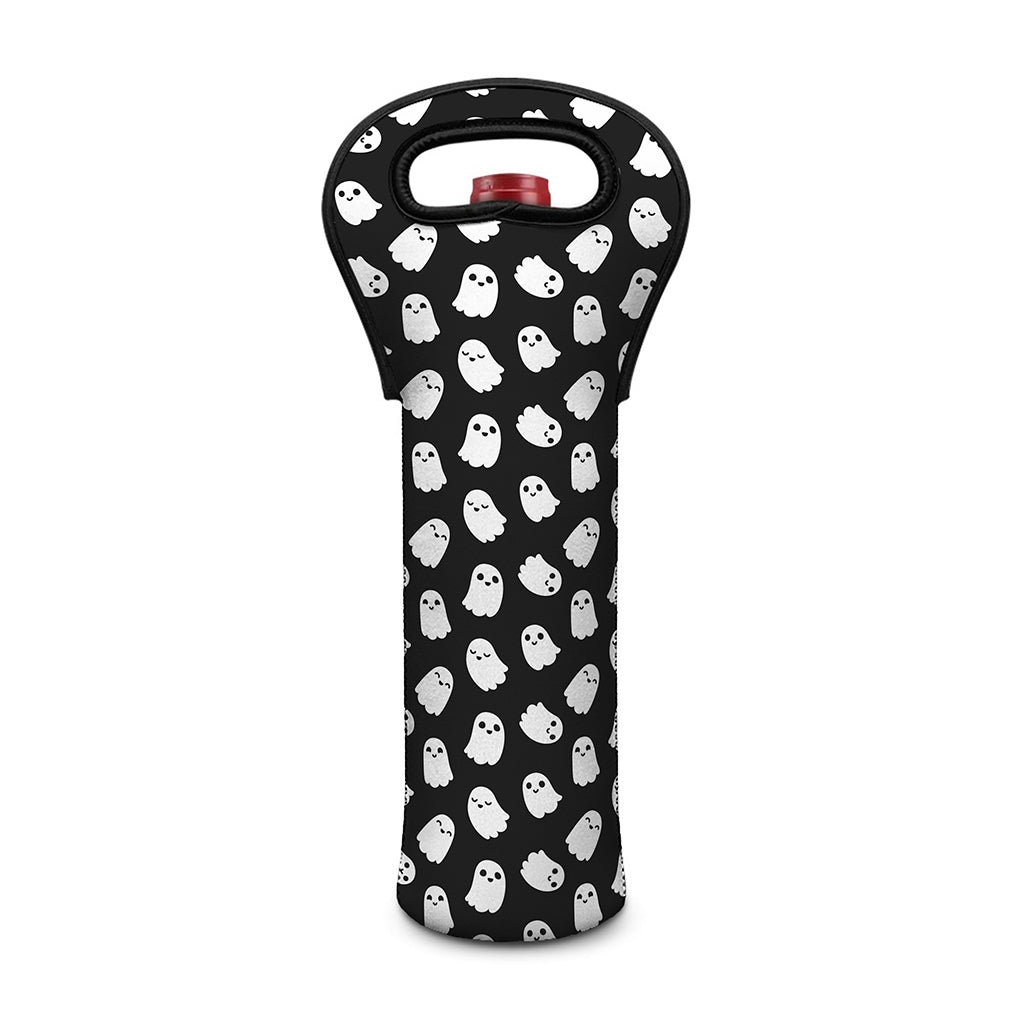 Cute Little Ghost Pattern Print Single Neoprene Wine Tote