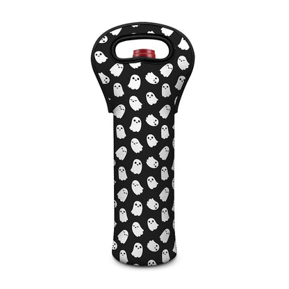 Cute Little Ghost Pattern Print Single Neoprene Wine Tote