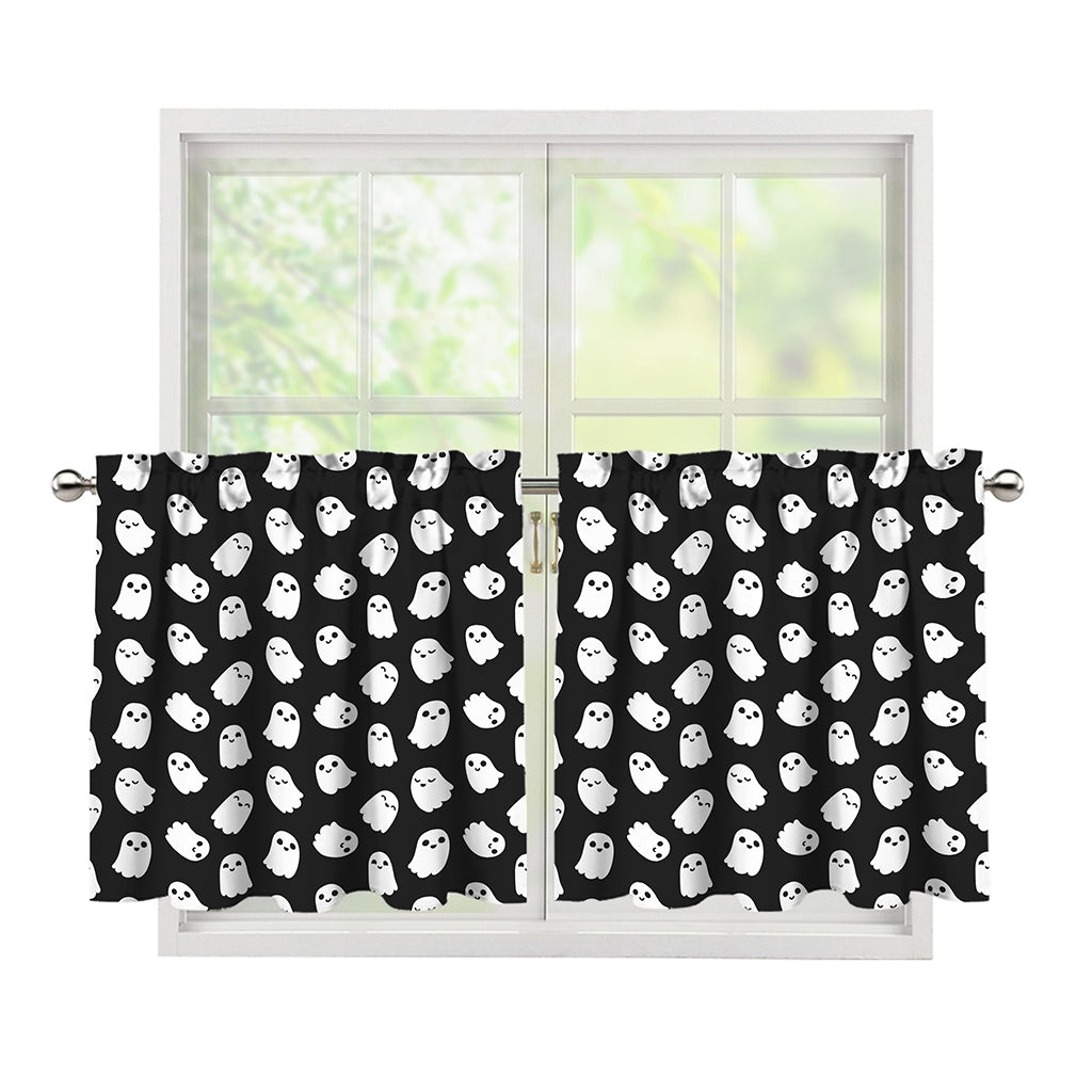 Cute Little Ghost Pattern Print Tier Curtains
